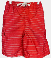 Kanu Surf Shorts Swim Trunks Youth M orange Striped Drawstring Pocket Mesh Lined