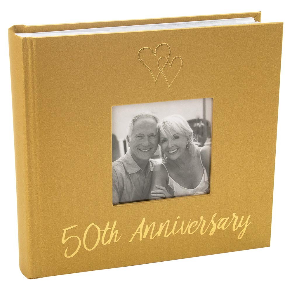 Happy Homewares Lovely Golden 50th Wedding Anniversary Photo Album 50th, Gold