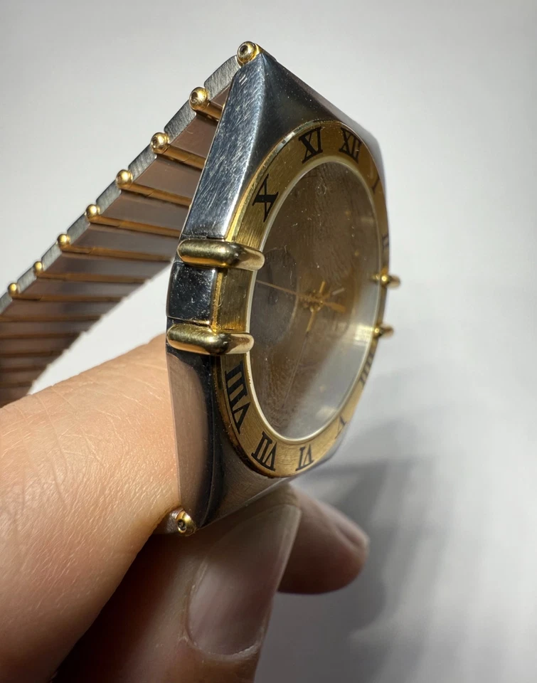 Omega Constellation 18K Full Gold Bar Day Date Quartz 33mm Watch - XL Band Size - Image 3 of 4