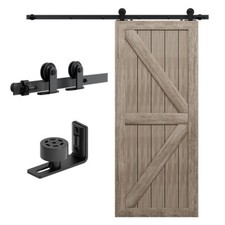 CCJH 4FT-20FT Sliding Barn Door Hardware Track Kit for 1/2 Door Adjustable Guide