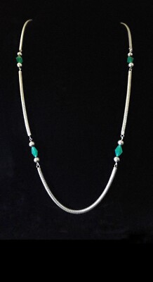32'' x 6mm  RARE  Solid Sterling Beaded Snake Chain w Lucite Beads Circa. 1970's