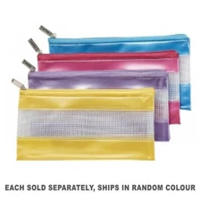 Sovereign Stat Fashion Pvc Mesh Zip Plastic Pencil Case 228mmx114mm Assorted