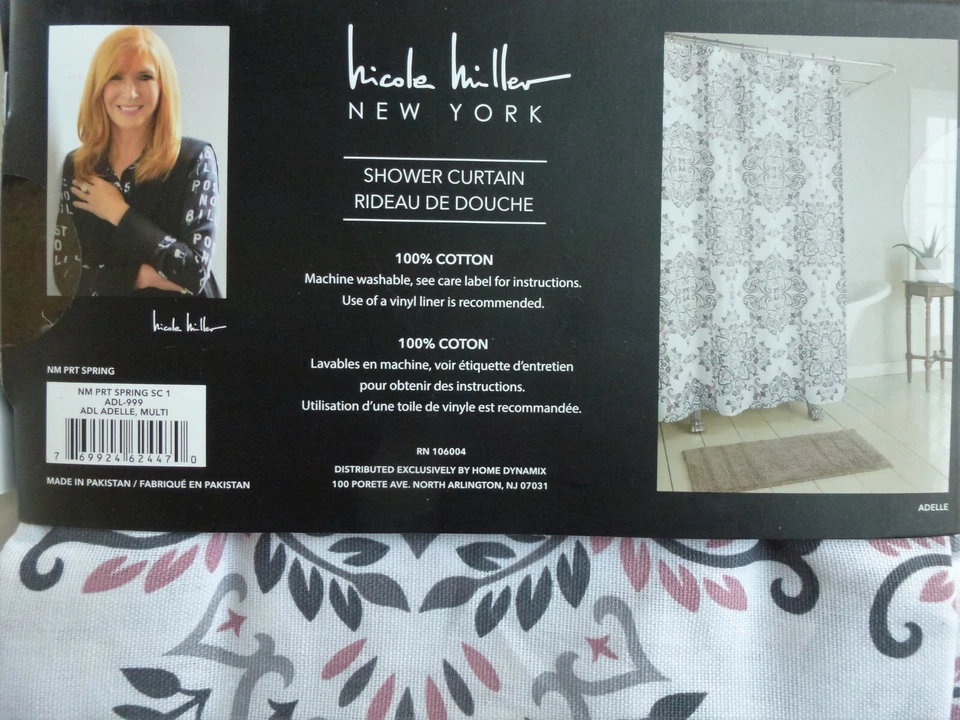New NICOLE MILLER Adelle SHOWER CURTAIN Floral Medallion - Image 3 of 4