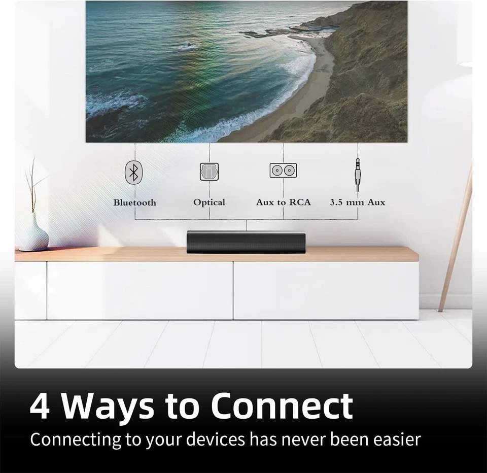 Bluedee SK300 Schwarz 2.0 Mini Soundbar mit Halterung; 16 Zoll; Bluetooth - Bild 4 von 4