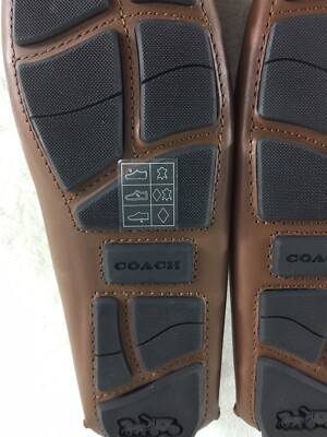 Coach C Coin Signature Drivers Men's 8 D Saddle Tan Brown Leather