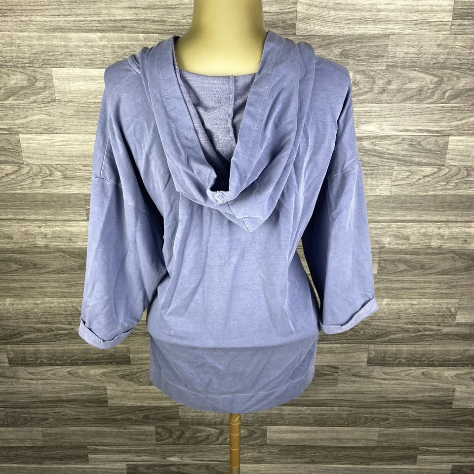 Moletom com capuz feminino GREEN TEA com cadarço gola V pulôver azul com capuz tamanho XL - Imagem 3 de 4