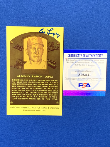 AL LOPEZ SIGNED NATIONAL BASEBALL HOF PLAQUE POSTCARD CHICAGO WHITE SOX PSA - Picture 4 of 4