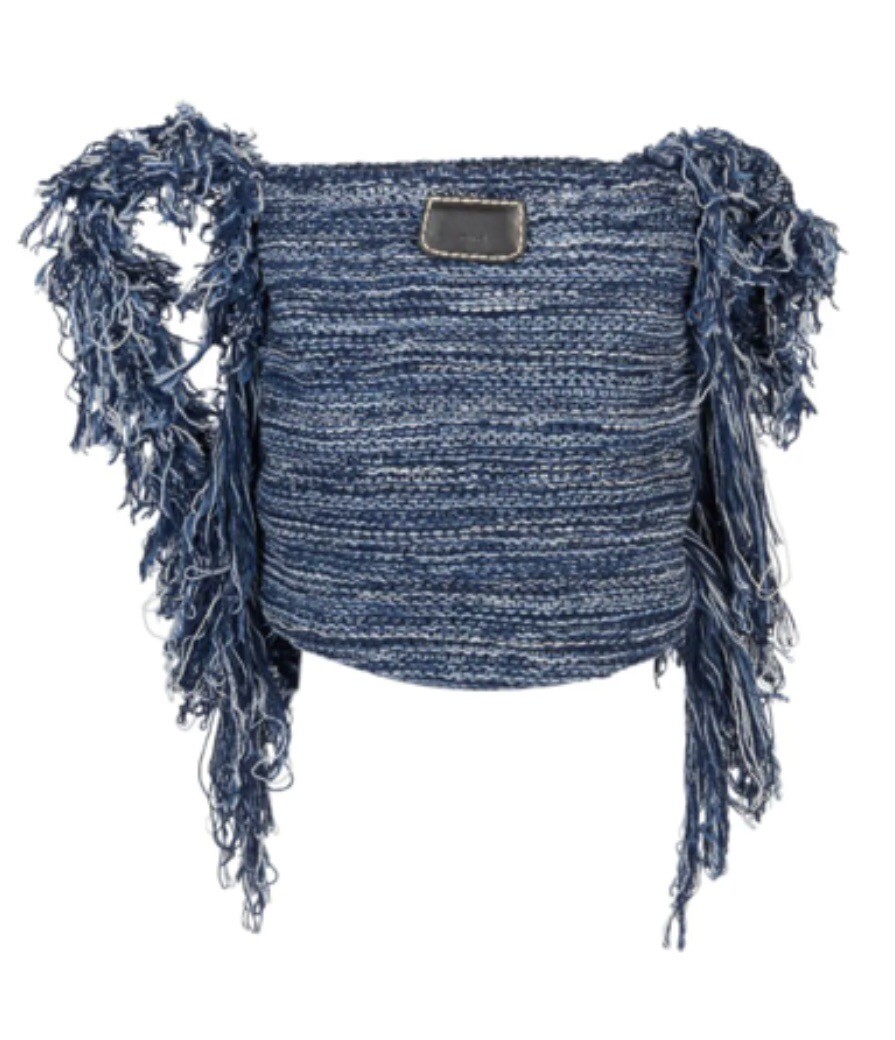 Chloe Jorge Ocean Waves Bucket Bag Striped Cashmere-Blend