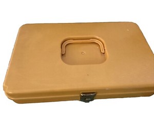 Vintage Plastic Gold Holds Thread Spool Bobbin Storage Caddy 13 x 8 W/ Thread