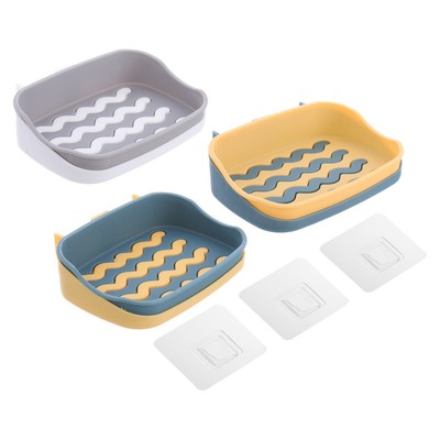 3PCS Saugnapf Seife Dish Klebstoff Waschbecken Halter Kein Bohren Seife Tablett