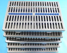5 GERMAN DENTAL AUTOCLAVE STERILIZATION CASSETTE RACK BOX TRAY FOR 20 INSTMT-BLU