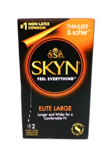 SKYN Elite Large Lubricated Non-Latex Longer Wider Condoms - 12 Ct.- EXP 05/26