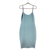 NWT EXPRESS womens size L silver metallic sleeveless knit bodycon sweater dress