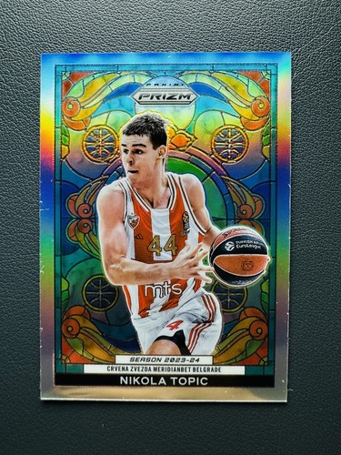 2023-24 Panini Prizm Euroleague Nikola Topic #25 RC Stained Glass SSP Case Hit