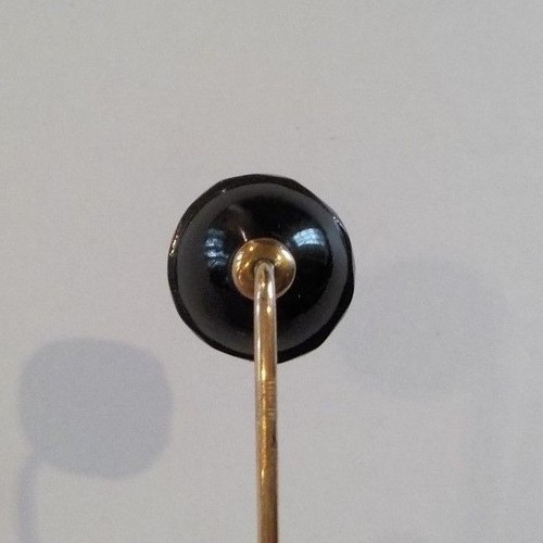 Antique Estate 14 K Gold, Pearl & Black Onyx Stick Pin - Picture 7 of 9