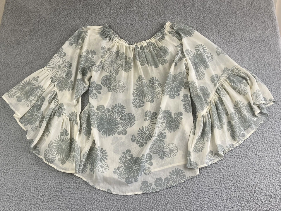 SCRAPBOOK Blouse Artsy Bohemian Festival Floral Boho Chic Flowy Top Size Small - Image 2 of 4