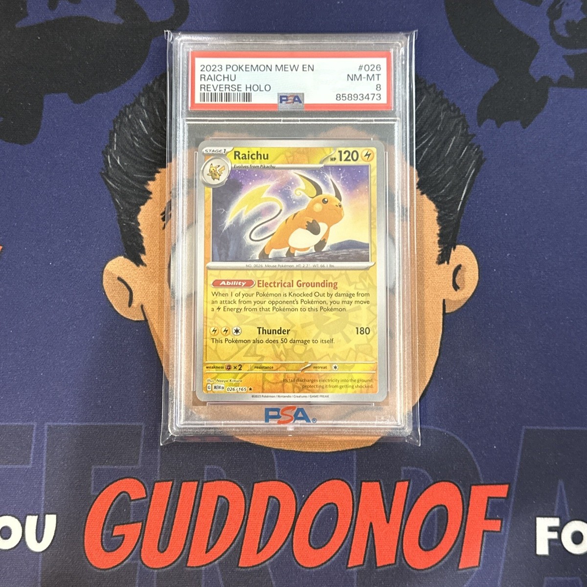 PSA 8 NEAR MINT 2023 Pokemon Mew EN-151 RAICHU #026 REVERSE Holo Rare