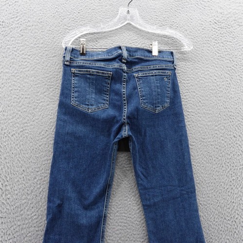 Rag & Bone Mid Rise Flare Leg Jeans Size 27 Blue Medium Wash Womens Frayed Hem - Picture 4 of 14