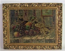 älteres STILLLEBEN - Obst Weintrauben - Öl auf Leinwand - schöner alter Rahmen