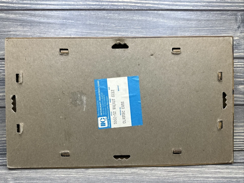 Винтажная классическая автомобильная рама Intercraft Ind 12x6 дюймов из орехового дерева Duesenberg 1934 желтая - Изображение 3 из 4