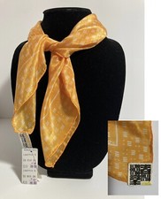 VTG Echo Silk Scarf Original Corner Tag Pale Orange White Pattern