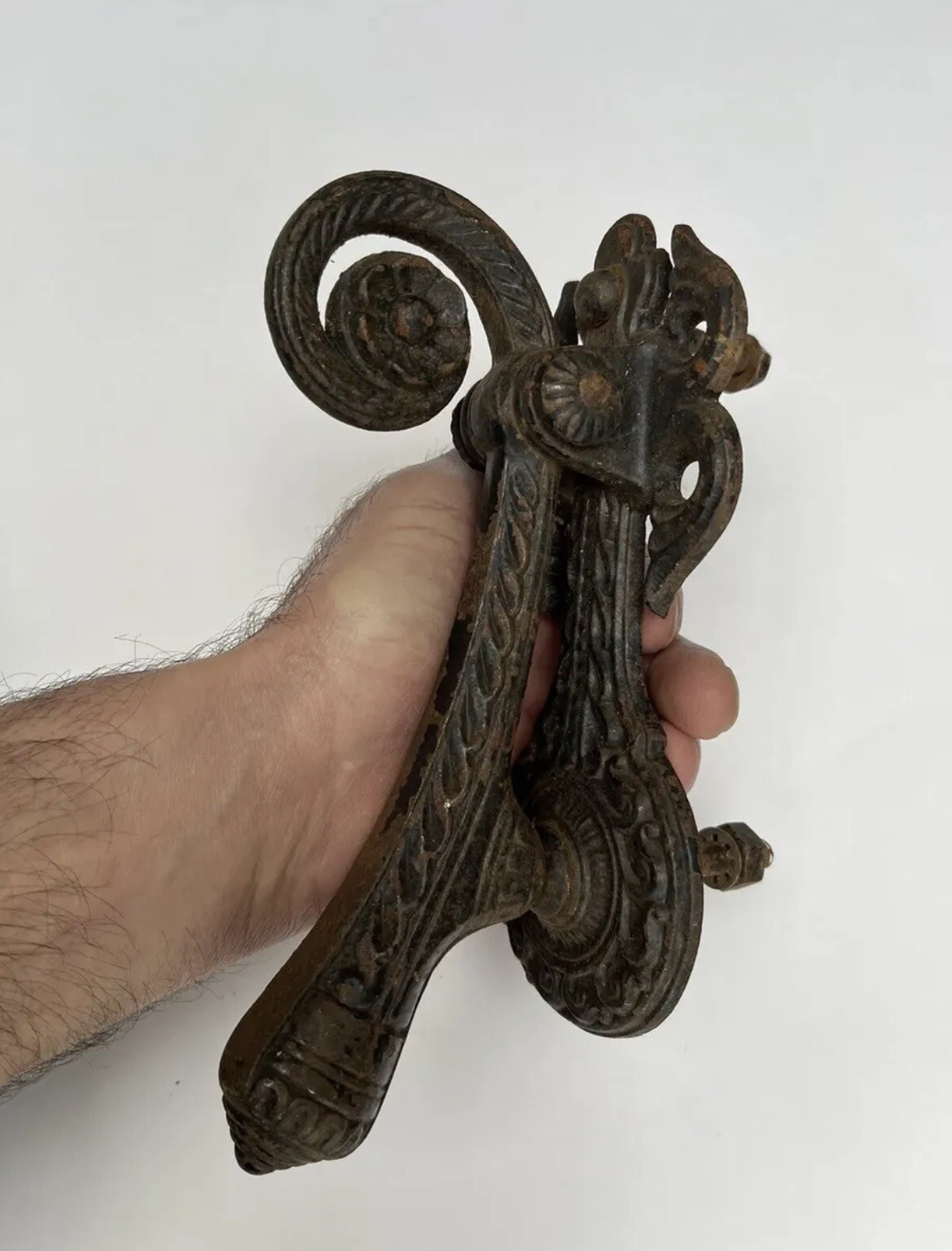 8" ANTIQUE 1882 VICTORIAN A. KENRICK & SONS No 421 SCROLLED DOORKNOCKER