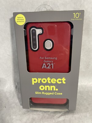 New Protect Onn. Slim Rugged Case Red/Black for Samsung Galaxy A21
