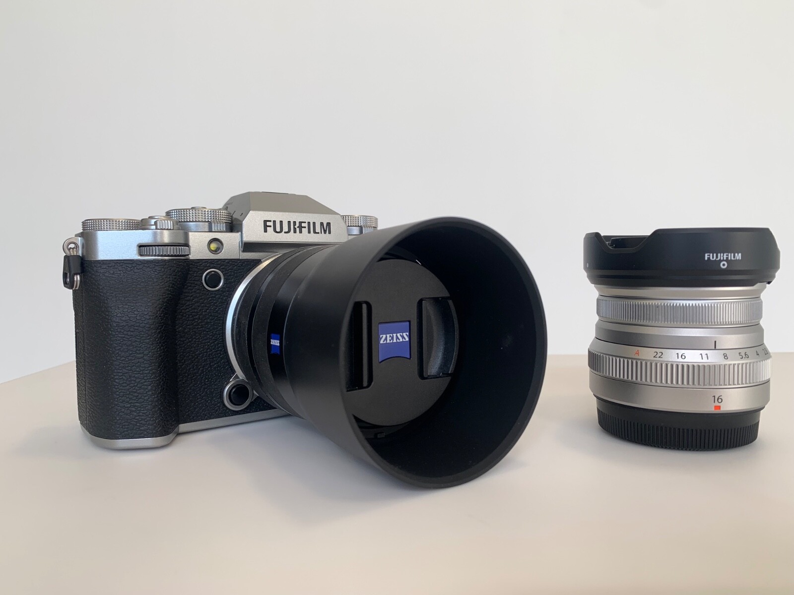 Fujifilm X-T5 Silver with Zeiss and Fuji Prime Lenses Open Box