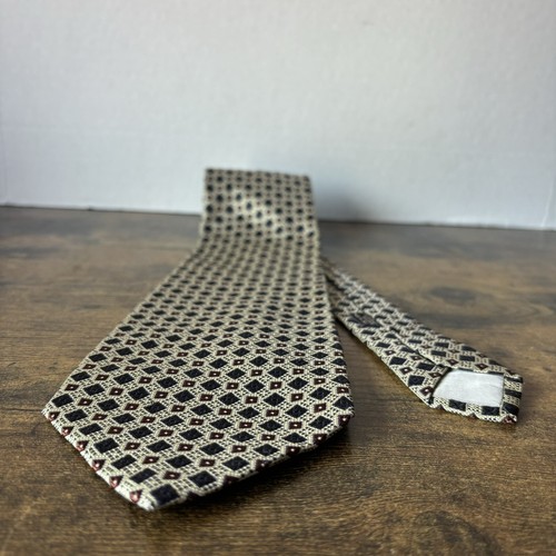 Canali Milano Gold Diamond Geometric Woven Italian 100% Seta Necktie 58” Silk - Picture 4 of 18