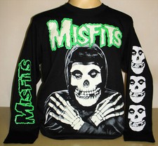 Misfits Skull Logo Glow Punk Rock Band Long Sleeve T-Shirt Size S M L XL 2XL 3XL