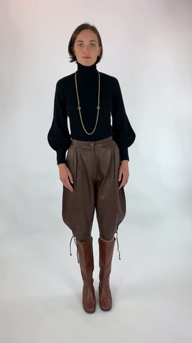 Vintage Leather Lederhosen Pants Brown 80s German Knickerbocker Trousers Men - Video 1 of 1