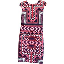 Vince Camuto Women's Geometric Midi Pencil Dress Pink w/Lining and Slit Size 10