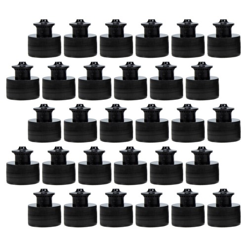 30 Pcs Black Plastic Sports Water Bottle Cap Travel Empty Refill Caps
