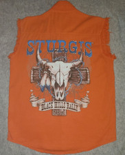 Sturgis Vest Men's Size Med Jean Denim Cut Off Motorcycle Biker Rally 2013