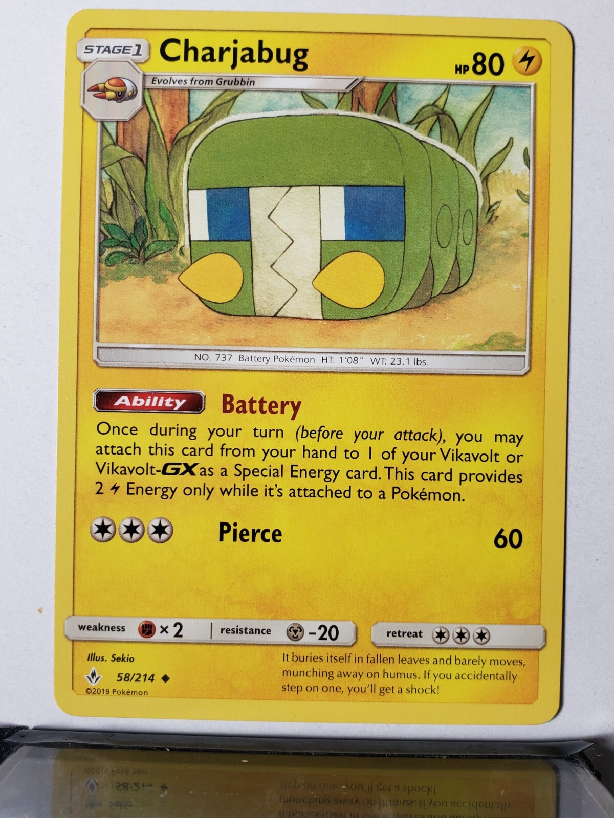 Charjabug 58/214 Unbroken Bonds Sun Moon Pokemon Card $2 Flat Shipping