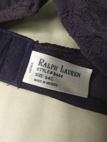 Ralph Lauren Bra Womens Size 34C Underwire Purple Floral Lace Unlined NWT # 8444 - Picture 8 of 8