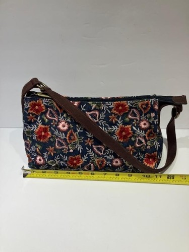 Gloria Vanderbilt Floral Embroidered Purse Shoulder Bag-100% Cotton Vintage - Picture 7 of 17