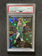 2020-21 Panini Select Luka Doncic Green Cracked Ice Prizm Turbo Charged PSA 10