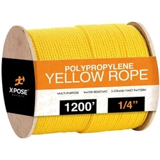 1200 ft Twisted Polypropylene Rope - 1/4" - Yellow Floating Poly Pro Cord