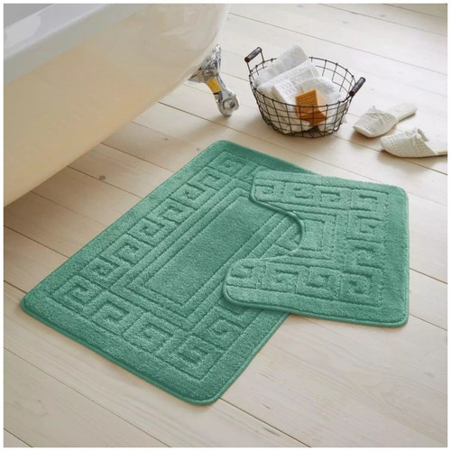 MEMORY LOOP BATH MAT SET PEDESTAL NON SLIP SUPER SOFT TOILET BATHROOM RUG 2PC - Picture 223 of 341