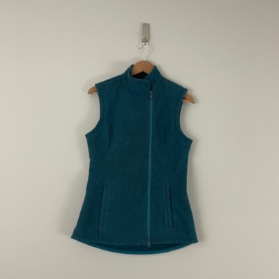 Athleta Stroll Fleece Moto Zip Vest Turquoise Womens Size Small Tall