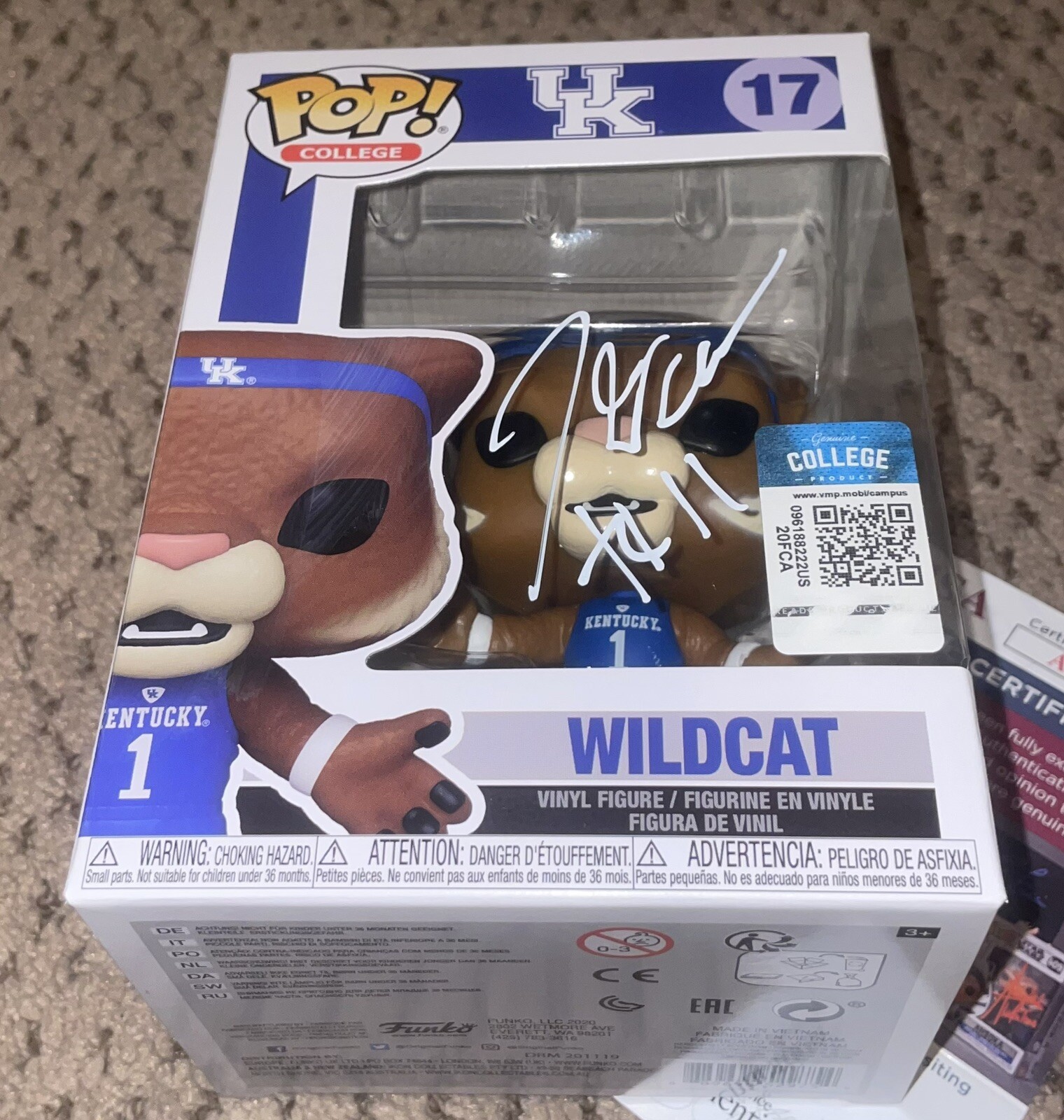 John Wall Autographed Signed Kentucky Wildcats FUNKO POP JSA KENTUCKY BASKETBALL MASCOT UK CATS 