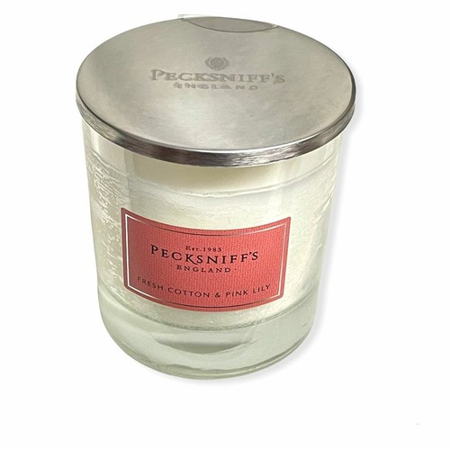 Pecksniff's Fresh Cotton & Pink Lily Candle 5.29 Oz. Lid From England - Picture 2 of 2