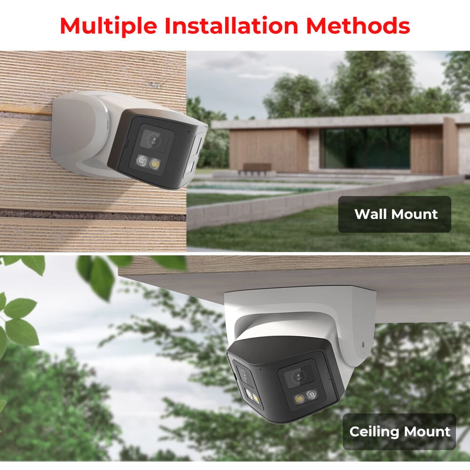 8MP 4K 180° Panoramic Dual Lens Full Color IR IP Camera POE Motion Detection MIC - Image 3 of 4