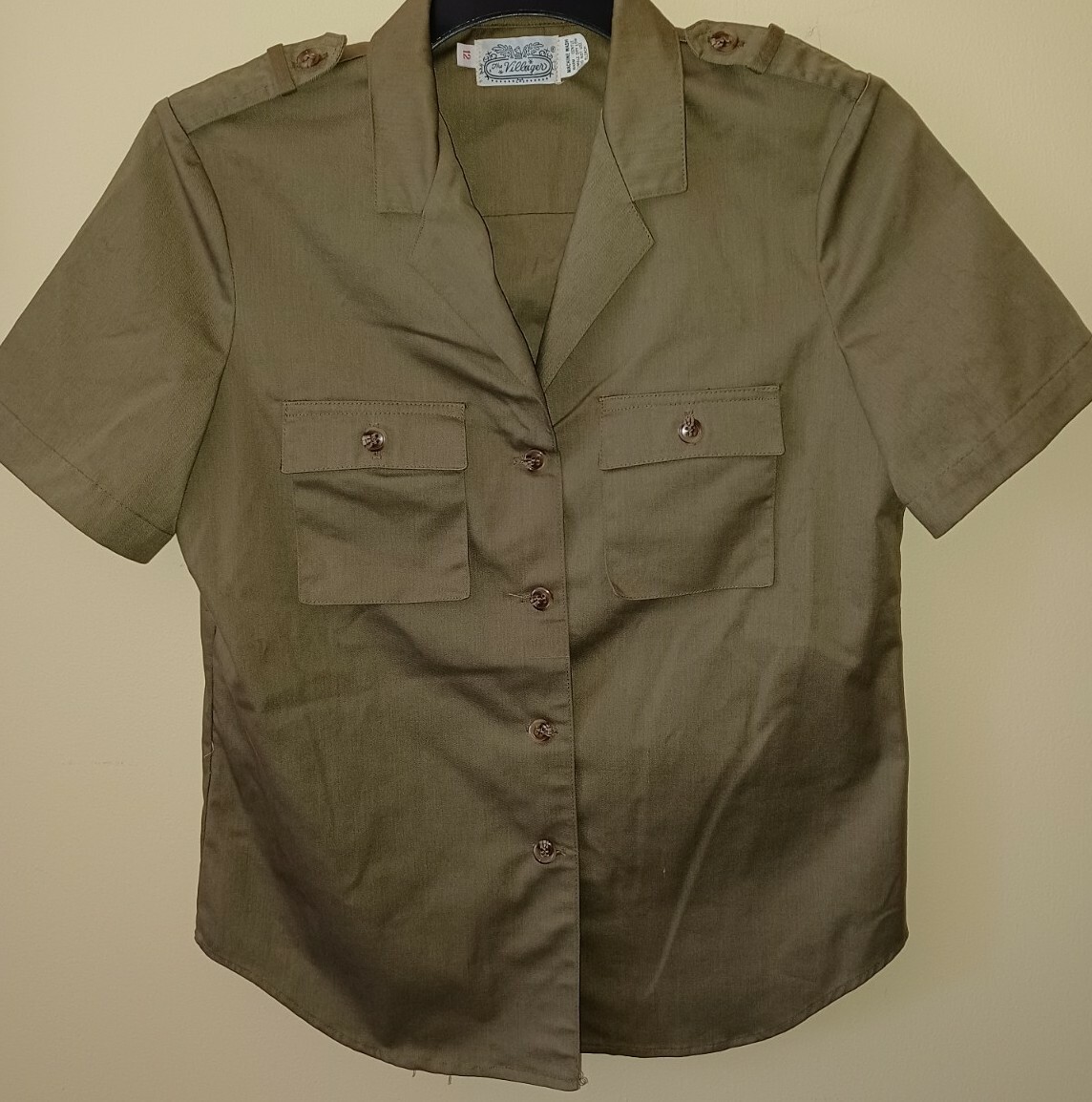 Vintage The Villager Short Sleeve Military Army Style Shirt - Size 12