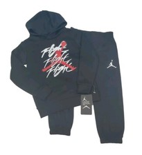Jordan Flight Spray Pullover Hoodie Sweatpants Set Toddler 2-Piece Set Black 4T