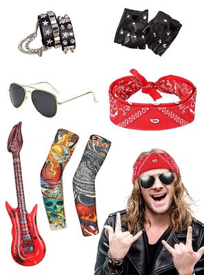 Adult 80s Rock N Roll Party Costume Accessories 1980s Music Band Fashion  Rapper | eBay