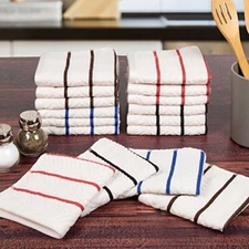 Lavish Home Chevron-Weave Dish Cloths - 16-Pack Absorbent 100% Combed Cotton ...