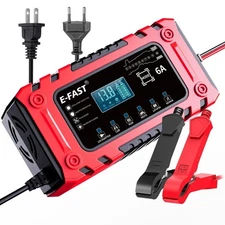 12V 6A Smart Battery Charger w/ Adapter Mode for AGM LiFePO4, Cars,Boat,Truck