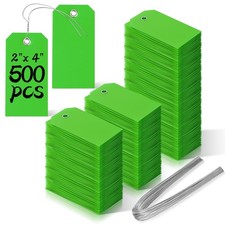 500 Pieces Plastic Shipping Tags with Wire Waterproof Hang Tags Heavy Duty La...